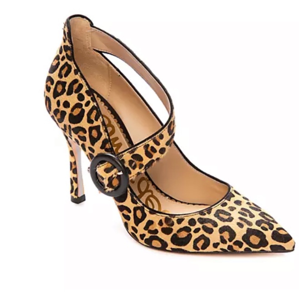 Sam Edelman Hinda Leopard Print Calf Hair Pointed Toe Pump Heels - Size 8 - Picture 9 of 12